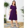 imagePOSESHE Womens Plus Size Summer Dress 2025 Casual Short Sleeve Empire Waist Loose Fit Swing TShirt Dress with PocketsB15purple