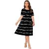imagePOSESHE Womens Plus Size Summer Dress 2025 Casual Short Sleeve Empire Waist Loose Fit Swing TShirt Dress with PocketsB1black Stripe