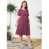 imagePOSESHE Womens Plus Size Summer Dress 2025 Casual Short Sleeve Empire Waist Loose Fit Swing TShirt Dress with PocketsB6purple Red