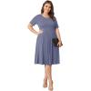 imagePOSESHE Womens Plus Size Summer Dress 2025 Casual Short Sleeve Empire Waist Loose Fit Swing TShirt Dress with PocketsPurple Grey