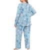 imagePOSESHE Womens Plus Size Pajama Sets Long Sleeve 2 Piece Crew Neck Lounge Sleepwear Ladies Cute Pjs Sets with Pockets 2025Blue Shell