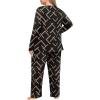 imagePOSESHE Womens Plus Size Pajama Sets Long Sleeve 2 Piece Crew Neck Lounge Sleepwear Ladies Cute Pjs Sets with Pockets 2025Geometry Black