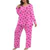 imagePOSESHE Womens Plus Size Pajama Sets Long Sleeve 2 Piece Crew Neck Lounge Sleepwear Ladies Cute Pjs Sets with Pockets 2025Lip Print