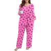 imagePOSESHE Womens Plus Size Pajama Sets Long Sleeve 2 Piece Crew Neck Lounge Sleepwear Ladies Cute Pjs Sets with Pockets 2025Lip Print