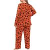 imagePOSESHE Womens Plus Size Pajama Sets Long Sleeve 2 Piece Crew Neck Lounge Sleepwear Ladies Cute Pjs Sets with Pockets 2025Orange Halloween