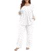 imagePOSESHE Womens Plus Size Pajama Sets Long Sleeve 2 Piece Crew Neck Lounge Sleepwear Ladies Cute Pjs Sets with Pockets 2025White Cherry