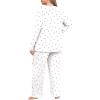 imagePOSESHE Womens Plus Size Pajama Sets Long Sleeve 2 Piece Crew Neck Lounge Sleepwear Ladies Cute Pjs Sets with Pockets 2025White Cherry