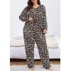 image:imagePOSESHE Womens Plus Size Pajama Sets Soft Pjs Long Pants Summer Lounge Sleepwear Pajama SetsLeopard Dot