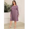 image:imagePOSESHE Womens Plus Size Dresses Long Sleeves Crew Neck Casual Dresses Empire Waist Loose Flowy Dress with PocketsBean Red