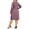 image:imagePOSESHE Womens Plus Size Dresses Long Sleeves Crew Neck Casual Dresses Empire Waist Loose Flowy Dress with PocketsBean Red