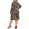 image:imagePOSESHE Womens Plus Size Dresses Long Sleeves Crew Neck Casual Dresses Empire Waist Loose Flowy Dress with PocketsBlack Colorful Fl