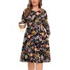 image:imagePOSESHE Womens Plus Size Dresses Long Sleeves Crew Neck Casual Dresses Empire Waist Loose Flowy Dress with PocketsBlack Colorful Fl