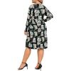 image:imagePOSESHE Womens Plus Size Dresses Long Sleeves Crew Neck Casual Dresses Empire Waist Loose Flowy Dress with PocketsBlack Rosa Banksiae