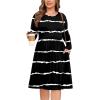 image:imagePOSESHE Womens Plus Size Dresses Long Sleeves Crew Neck Casual Dresses Empire Waist Loose Flowy Dress with PocketsBlack Stripe