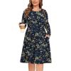 image:imagePOSESHE Womens Plus Size Dresses Long Sleeves Crew Neck Casual Dresses Empire Waist Loose Flowy Dress with PocketsBlue Apricot
