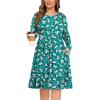 image:imagePOSESHE Womens Plus Size Dresses Long Sleeves Crew Neck Casual Dresses Empire Waist Loose Flowy Dress with PocketsBlue Chrysanthemum
