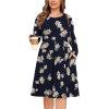 image:imagePOSESHE Womens Plus Size Dresses Long Sleeves Crew Neck Casual Dresses Empire Waist Loose Flowy Dress with PocketsBlue Lily