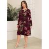 image:imagePOSESHE Womens Plus Size Dresses Long Sleeves Crew Neck Casual Dresses Empire Waist Loose Flowy Dress with PocketsC10wine Red Flower