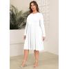 image:imagePOSESHE Womens Plus Size Dresses Long Sleeves Crew Neck Casual Dresses Empire Waist Loose Flowy Dress with PocketsC12white