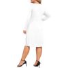 image:imagePOSESHE Womens Plus Size Dresses Long Sleeves Crew Neck Casual Dresses Empire Waist Loose Flowy Dress with PocketsC12white