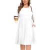 image:imagePOSESHE Womens Plus Size Dresses Long Sleeves Crew Neck Casual Dresses Empire Waist Loose Flowy Dress with PocketsC12white