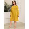 image:imagePOSESHE Womens Plus Size Dresses Long Sleeves Crew Neck Casual Dresses Empire Waist Loose Flowy Dress with PocketsC13yellow