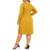 image:imagePOSESHE Womens Plus Size Dresses Long Sleeves Crew Neck Casual Dresses Empire Waist Loose Flowy Dress with PocketsC13yellow