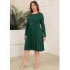 image:imagePOSESHE Womens Plus Size Dresses Long Sleeves Crew Neck Casual Dresses Empire Waist Loose Flowy Dress with PocketsC14dark Green
