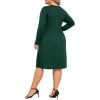 image:imagePOSESHE Womens Plus Size Dresses Long Sleeves Crew Neck Casual Dresses Empire Waist Loose Flowy Dress with PocketsC14dark Green