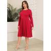 image:imagePOSESHE Womens Plus Size Dresses Long Sleeves Crew Neck Casual Dresses Empire Waist Loose Flowy Dress with PocketsC15red
