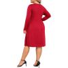 image:imagePOSESHE Womens Plus Size Dresses Long Sleeves Crew Neck Casual Dresses Empire Waist Loose Flowy Dress with PocketsC15red