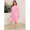 image:imagePOSESHE Womens Plus Size Dresses Long Sleeves Crew Neck Casual Dresses Empire Waist Loose Flowy Dress with PocketsC16pink Red