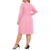 image:imagePOSESHE Womens Plus Size Dresses Long Sleeves Crew Neck Casual Dresses Empire Waist Loose Flowy Dress with PocketsC16pink Red