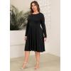 image:imagePOSESHE Womens Plus Size Dresses Long Sleeves Crew Neck Casual Dresses Empire Waist Loose Flowy Dress with PocketsC1black