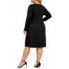 image:imagePOSESHE Womens Plus Size Dresses Long Sleeves Crew Neck Casual Dresses Empire Waist Loose Flowy Dress with PocketsC1black