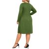 image:imagePOSESHE Womens Plus Size Dresses Long Sleeves Crew Neck Casual Dresses Empire Waist Loose Flowy Dress with PocketsC2army Green