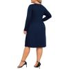 image:imagePOSESHE Womens Plus Size Dresses Long Sleeves Crew Neck Casual Dresses Empire Waist Loose Flowy Dress with PocketsC3navy Blue
