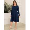 image:imagePOSESHE Womens Plus Size Dresses Long Sleeves Crew Neck Casual Dresses Empire Waist Loose Flowy Dress with PocketsC3navy Blue
