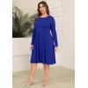 image:imagePOSESHE Womens Plus Size Dresses Long Sleeves Crew Neck Casual Dresses Empire Waist Loose Flowy Dress with PocketsC4royal Blue