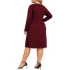 image:imagePOSESHE Womens Plus Size Dresses Long Sleeves Crew Neck Casual Dresses Empire Waist Loose Flowy Dress with PocketsC5wine Red