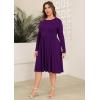 image:imagePOSESHE Womens Plus Size Dresses Long Sleeves Crew Neck Casual Dresses Empire Waist Loose Flowy Dress with PocketsC6purple
