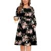 image:imagePOSESHE Womens Plus Size Dresses Long Sleeves Crew Neck Casual Dresses Empire Waist Loose Flowy Dress with PocketsC8rose Black