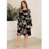 image:imagePOSESHE Womens Plus Size Dresses Long Sleeves Crew Neck Casual Dresses Empire Waist Loose Flowy Dress with PocketsC8rose Black