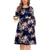 image:imagePOSESHE Womens Plus Size Dresses Long Sleeves Crew Neck Casual Dresses Empire Waist Loose Flowy Dress with PocketsC9rose Navy Blue
