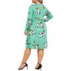 image:imagePOSESHE Womens Plus Size Dresses Long Sleeves Crew Neck Casual Dresses Empire Waist Loose Flowy Dress with PocketsGreen Floral