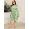 image:imagePOSESHE Womens Plus Size Dresses Long Sleeves Crew Neck Casual Dresses Empire Waist Loose Flowy Dress with PocketsGreen W Floral