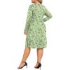 image:imagePOSESHE Womens Plus Size Dresses Long Sleeves Crew Neck Casual Dresses Empire Waist Loose Flowy Dress with PocketsGreen W Floral