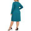 image:imagePOSESHE Womens Plus Size Dresses Long Sleeves Crew Neck Casual Dresses Empire Waist Loose Flowy Dress with PocketsGrey Blue
