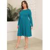 image:imagePOSESHE Womens Plus Size Dresses Long Sleeves Crew Neck Casual Dresses Empire Waist Loose Flowy Dress with PocketsGrey Blue