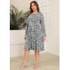 image:imagePOSESHE Womens Plus Size Dresses Long Sleeves Crew Neck Casual Dresses Empire Waist Loose Flowy Dress with PocketsLeopard White